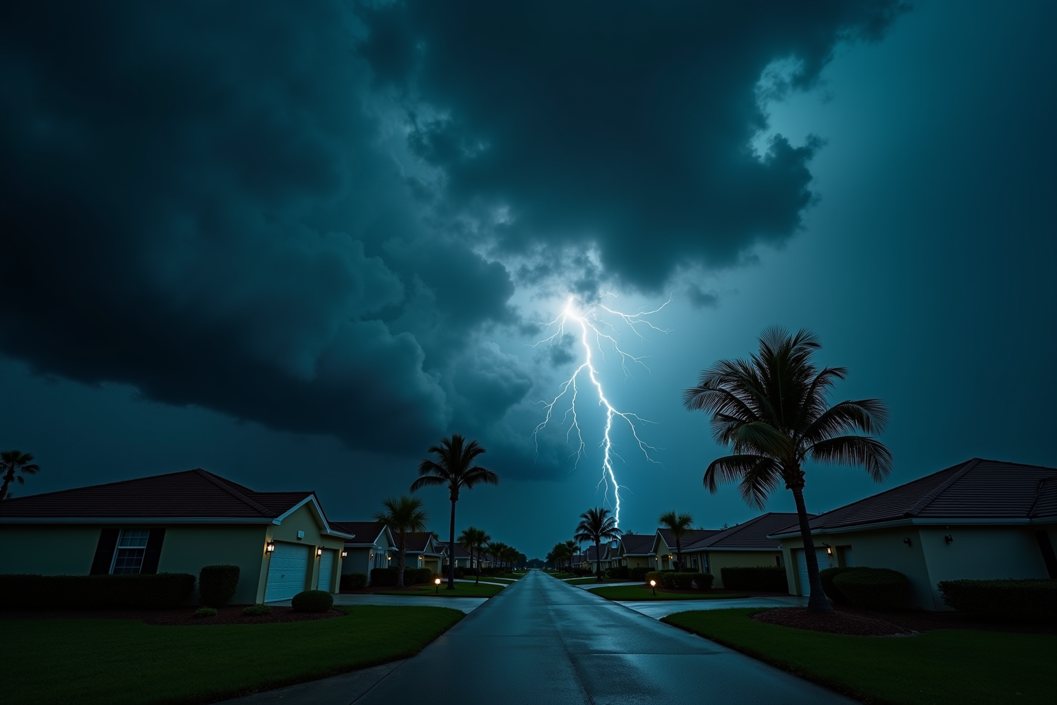 Storm clouds rolling over a Brandon, Florida neighborhood